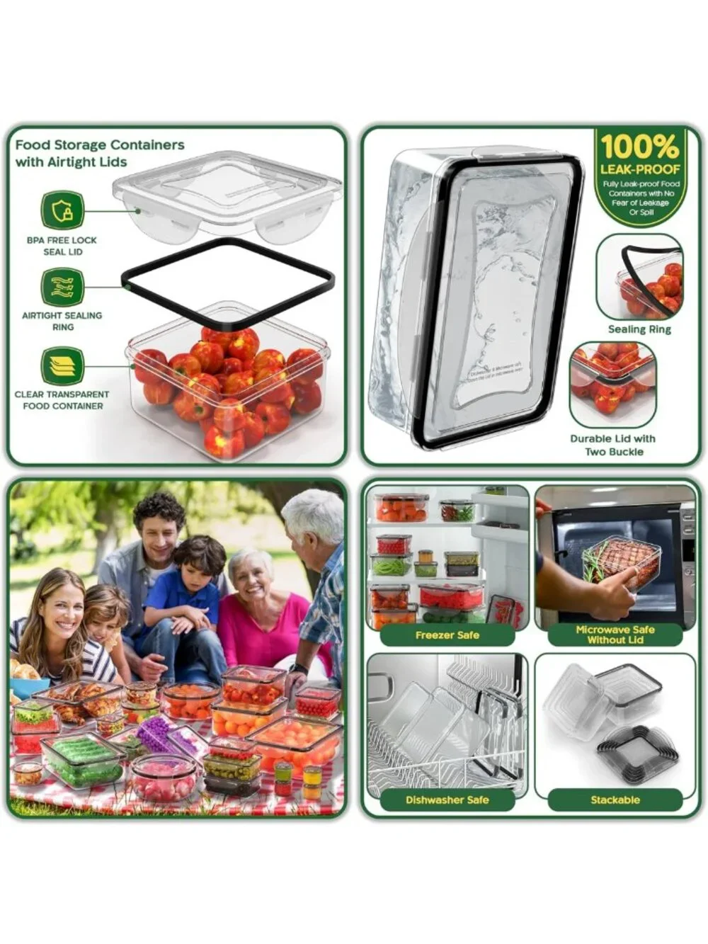 56 PCS Airtight Food Storage Containers - Stackable Plastic Boxes for Kitchen